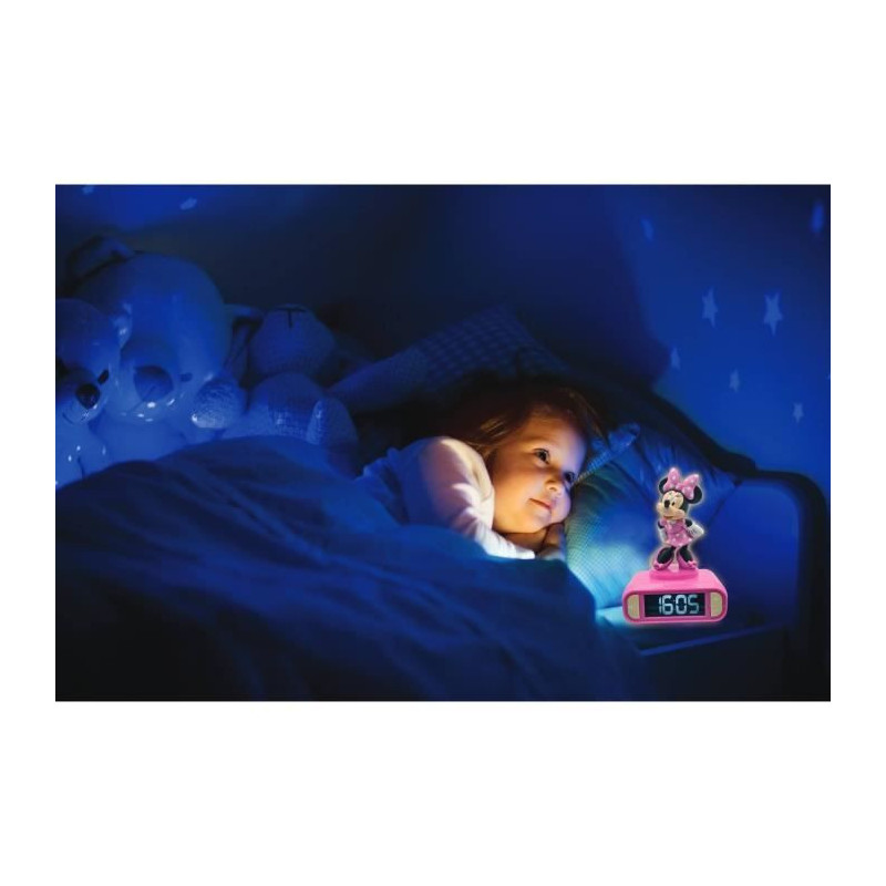 Digital alarm clock with 3D Minnie night light and sound effects