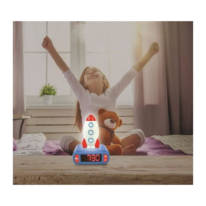 Rocket Night Light Alarm Clock with Sound Effects