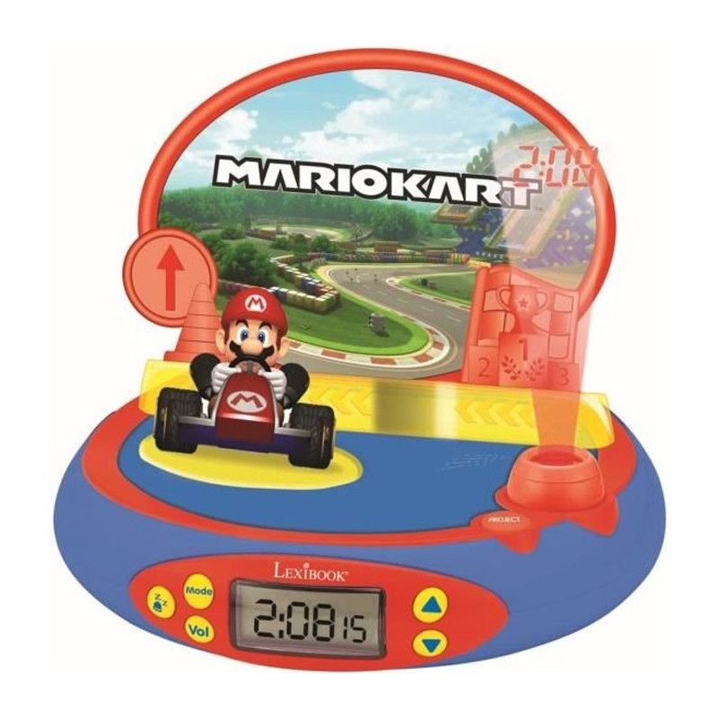MARIO KART Projector Alarm Clock with Nintendo Video Game Sounds