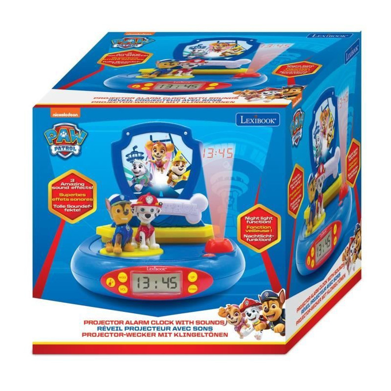 LEXIBOOK - PAT PATROUILLE - Radio Child Alarm Clock with Projections I