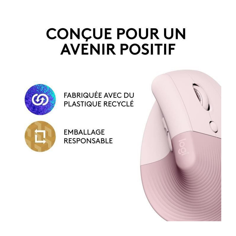 Logitech Lift Ergonomic Vertical Wireless Mouse, Bluetooth or Logi Bol
