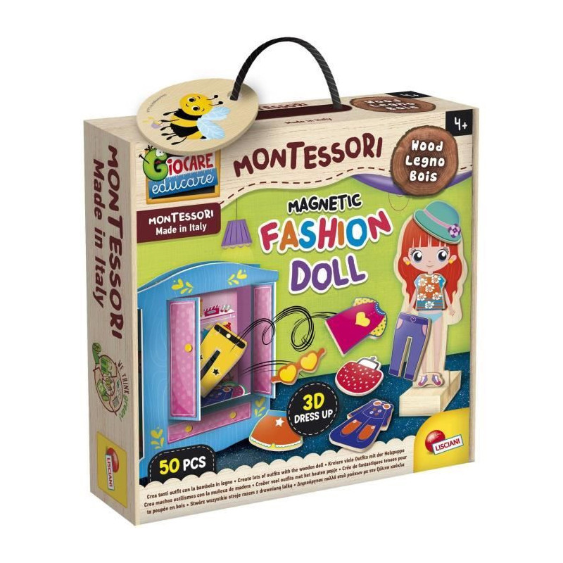 Wooden doll to create fantastic outfits - LISCIANI - Montessori method