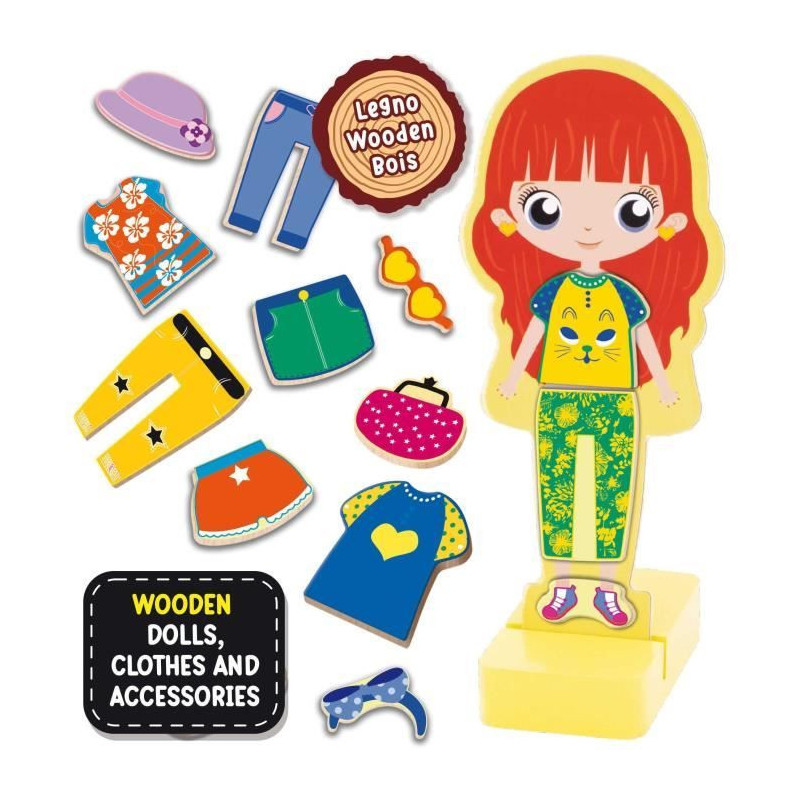 Wooden doll to create fantastic outfits - LISCIANI - Montessori method