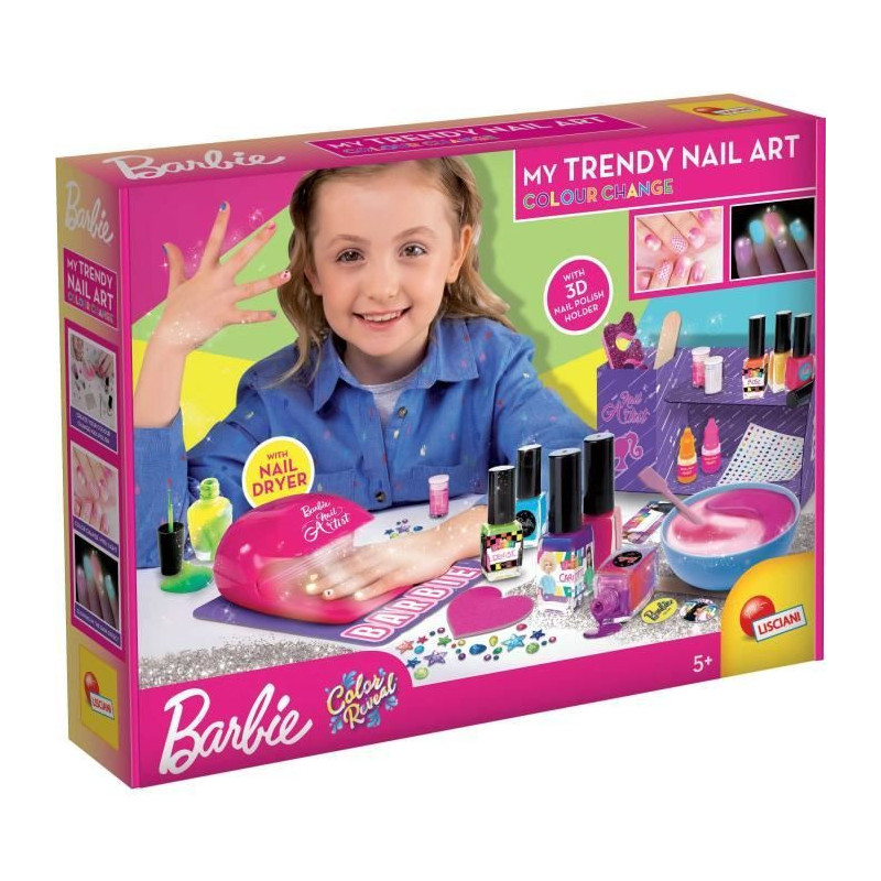 Barbie Nail Polish Kit - LISCIANI - Changes color and glows in the dar