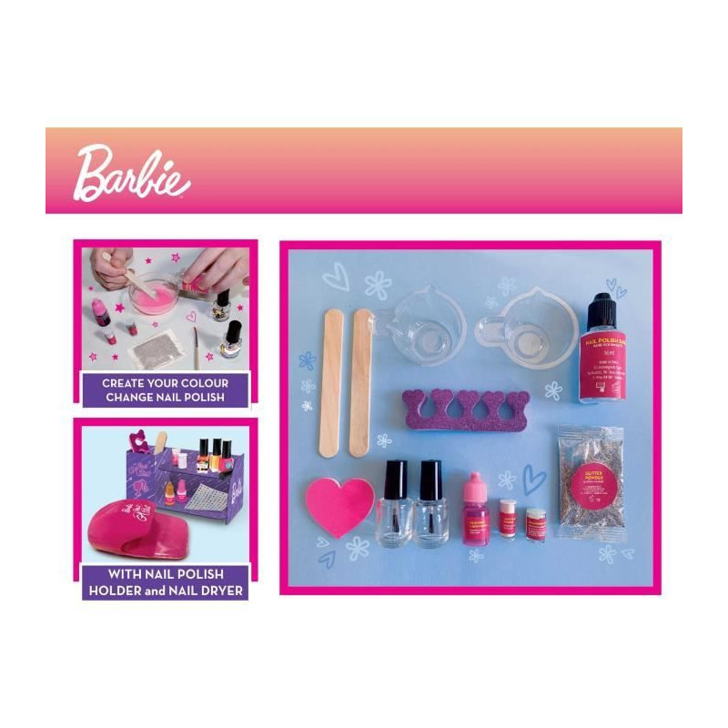Barbie Nail Polish Kit - LISCIANI - Changes color and glows in the dar