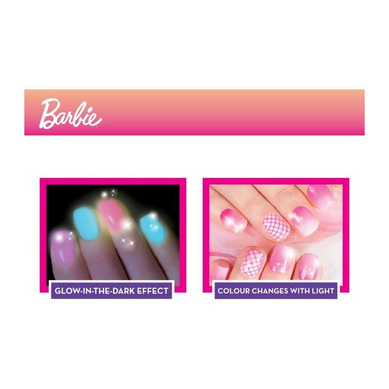 Barbie Nail Polish Kit - LISCIANI - Changes color and glows in the dar
