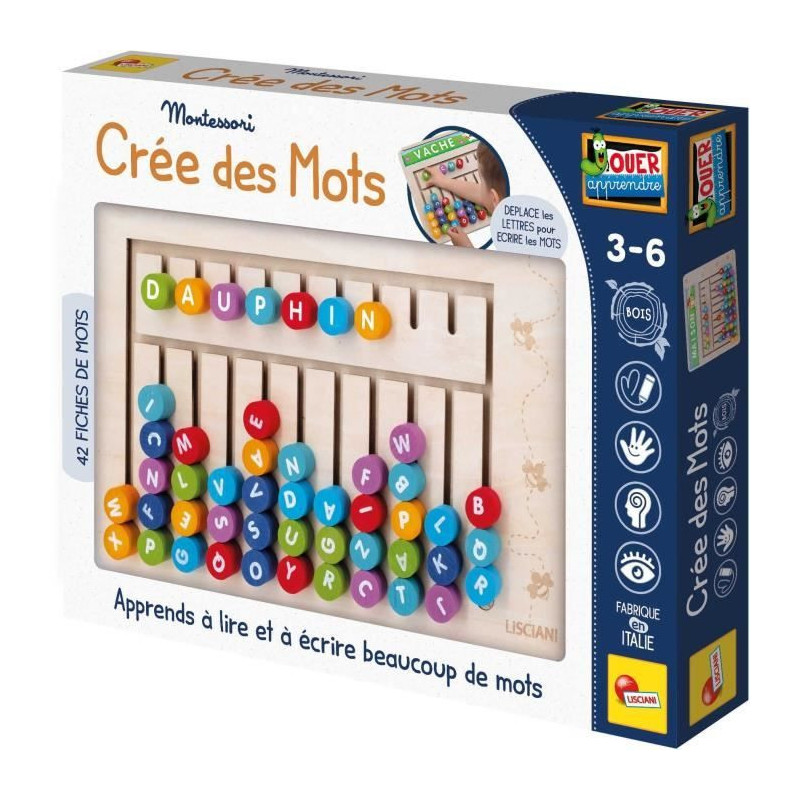 Word search - Montessori game - MONTESSORI - Wooden board, magnetic le
