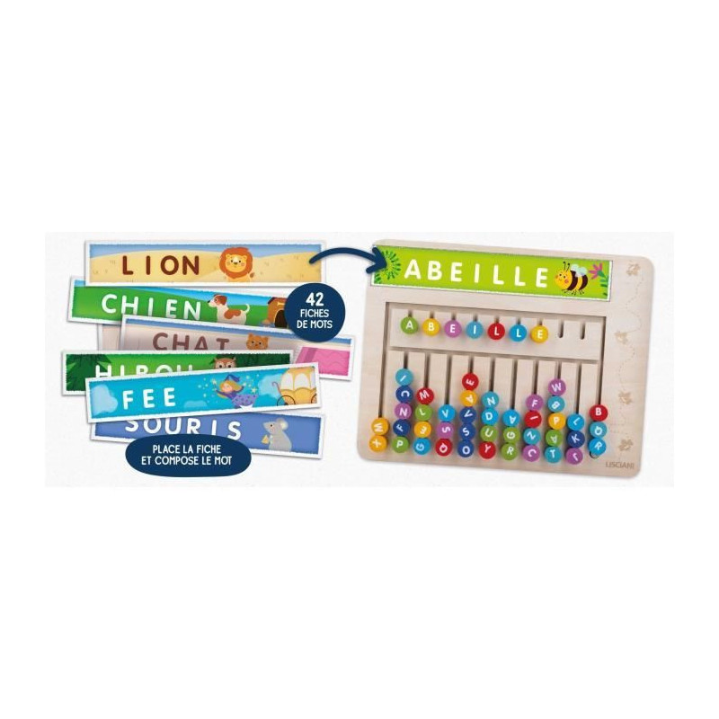 Word search - Montessori game - MONTESSORI - Wooden board, magnetic le