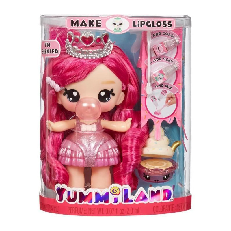 Yummiland - Large 25 cm doll to style and cuddle - Pet + scented lip b