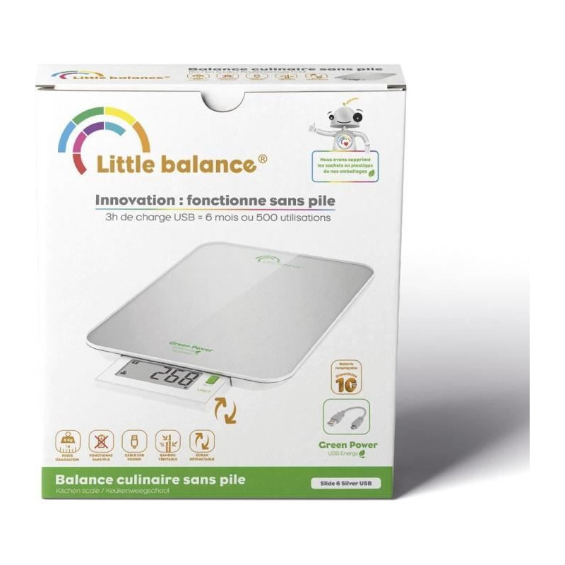 LITTLE BALANCE Balance Green Power USB - 6 kg - 1 g - Pearl Silver