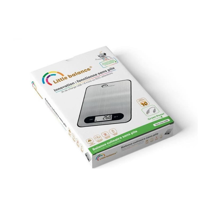 Kitchen scale - Slim - Stainless steel - USB - Repairable