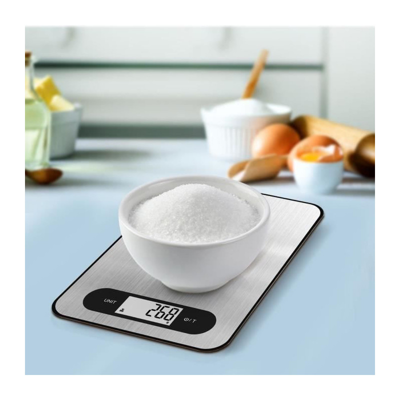 Kitchen scale - Slim - Stainless steel - USB - Repairable