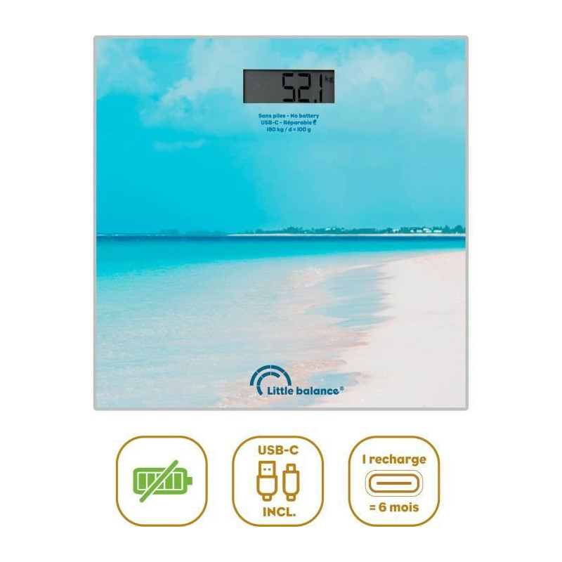 Bathroom scale - LITTLE BALANCE - USB-C - Caribbean
