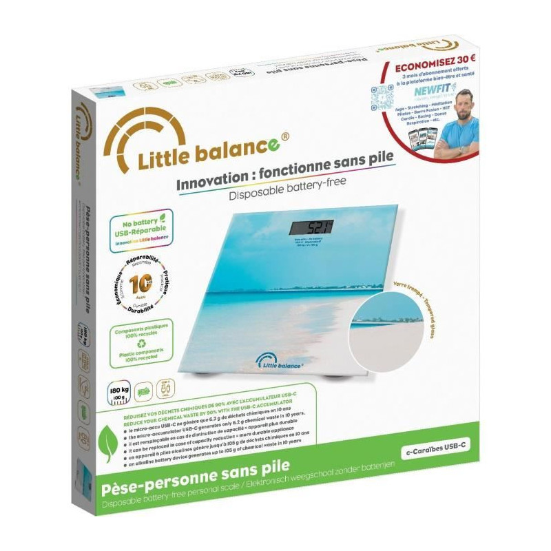 Bathroom scale - LITTLE BALANCE - USB-C - Caribbean