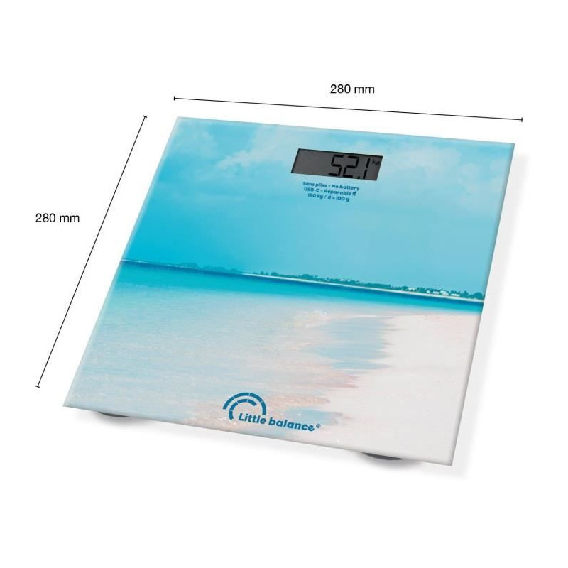 Bathroom scale - LITTLE BALANCE - USB-C - Caribbean