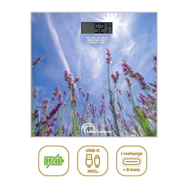 Bathroom scale - LITTLE BALANCE - USB-C - Lavender