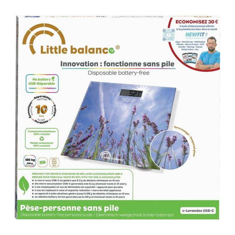 Bathroom scale - LITTLE BALANCE - USB-C - Lavender