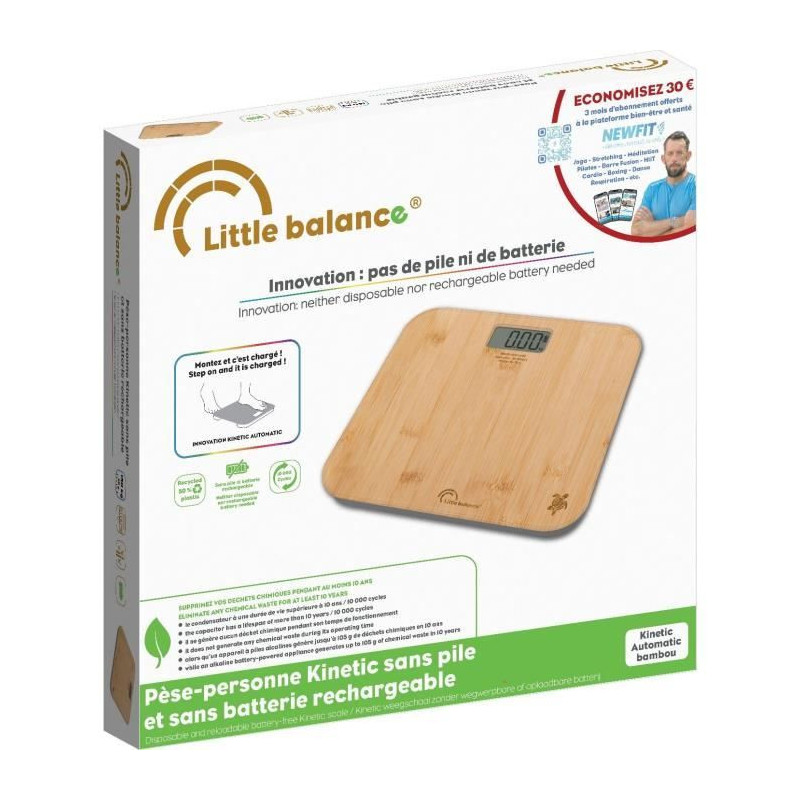 Bathroom scale - LITTLE BALANCE - Automatic Kinetic - Bamboo
