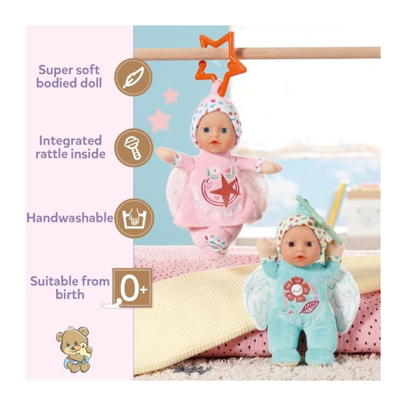 Baby Born - 2 Angel Rag Dolls - 18cm - Can be attached - Integrated ra