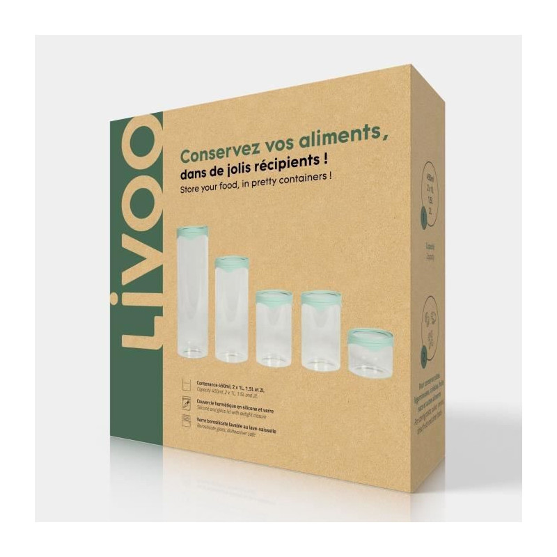 Set of 5 storage jars - Livoo - MEN399 -