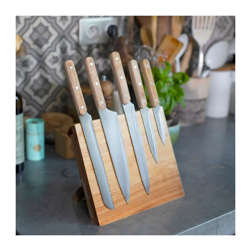 Set of 5 knives - LIVOO - MEC136 - 20 to 32.5 cm - Stainless steel bla