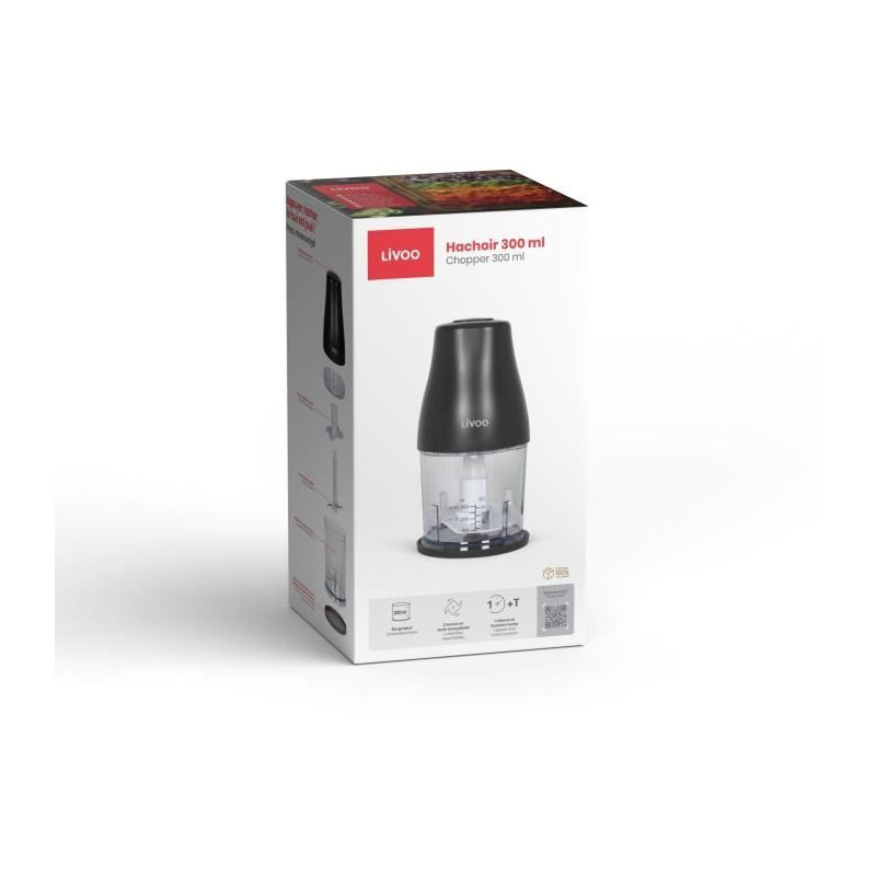 Chopper - LIVOO - 300 ml - 400 W - 1 speed and turbo function - 2 stai