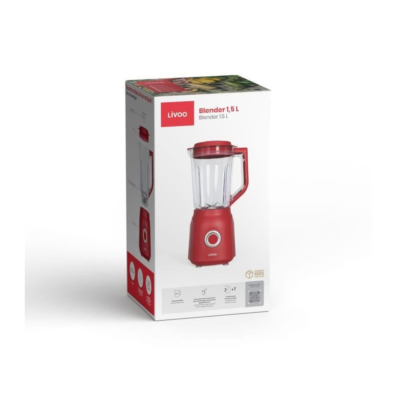 Blender 1.5 L - Livoo - DOP242R - Chili red