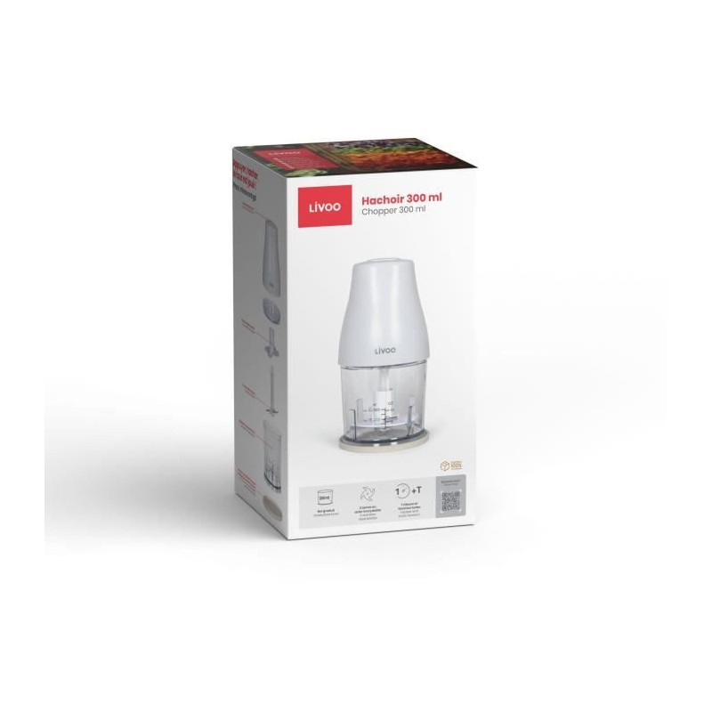 Chopper - LIVOO - 300 ml - 400 W - 1 speed and turbo function - 2 stai
