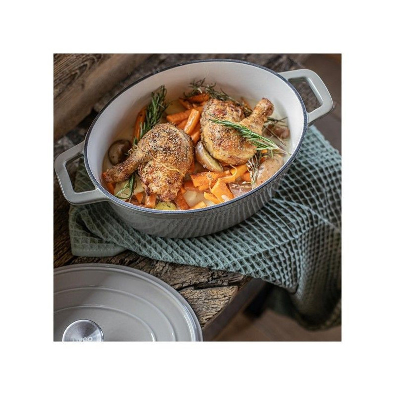 Oval cast iron casserole dish - Livoo - MEP129G - Grey