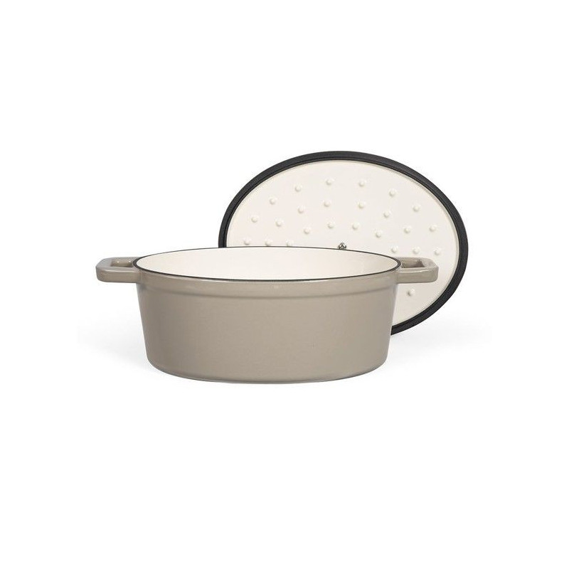 Oval cast iron casserole dish - Livoo - MEP129G - Grey