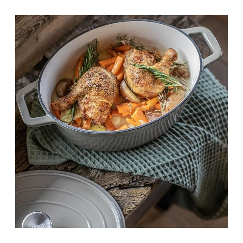 Oval cast iron casserole dish - Livoo - MEP129G - Grey