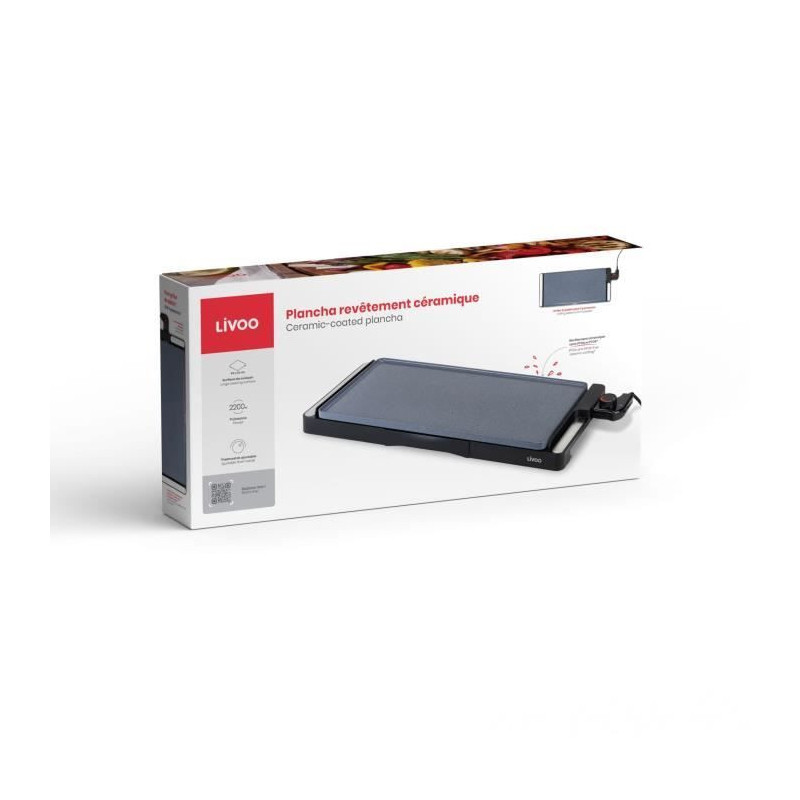 Ceramic griddle - LIVOO - DOC320 - 2200W - Removable cast iron plate -