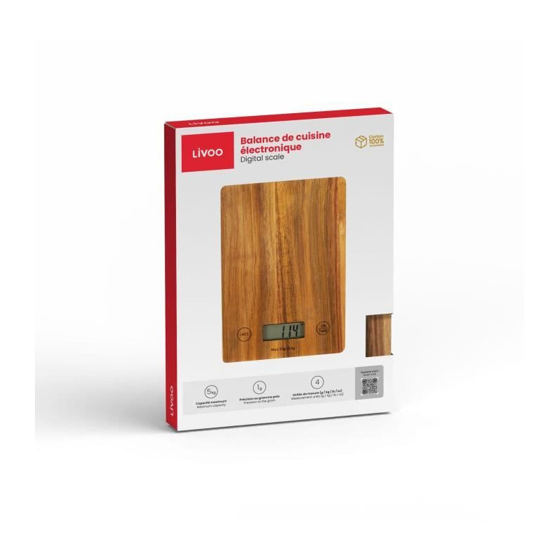 Electronic kitchen scale made of acacia wood - Livoo - DOM492 -