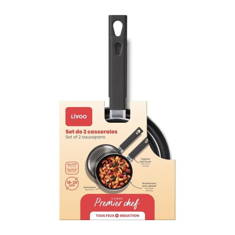 Set of 2 saucepans - LIVOO - MEP154N - Non-stick without PFOA or PFOS