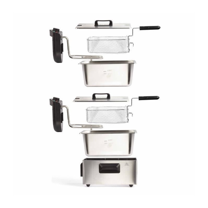 Livoo Doc217 Double fryer 2 x 3 l stainless steel 3300W - Black + gray