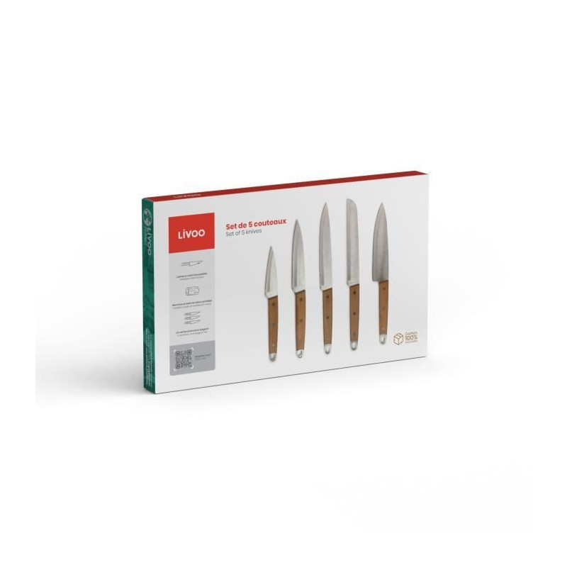 Set of 5 knives - LIVOO - MEC129 - Knives: chef, bread, kitchen, slici