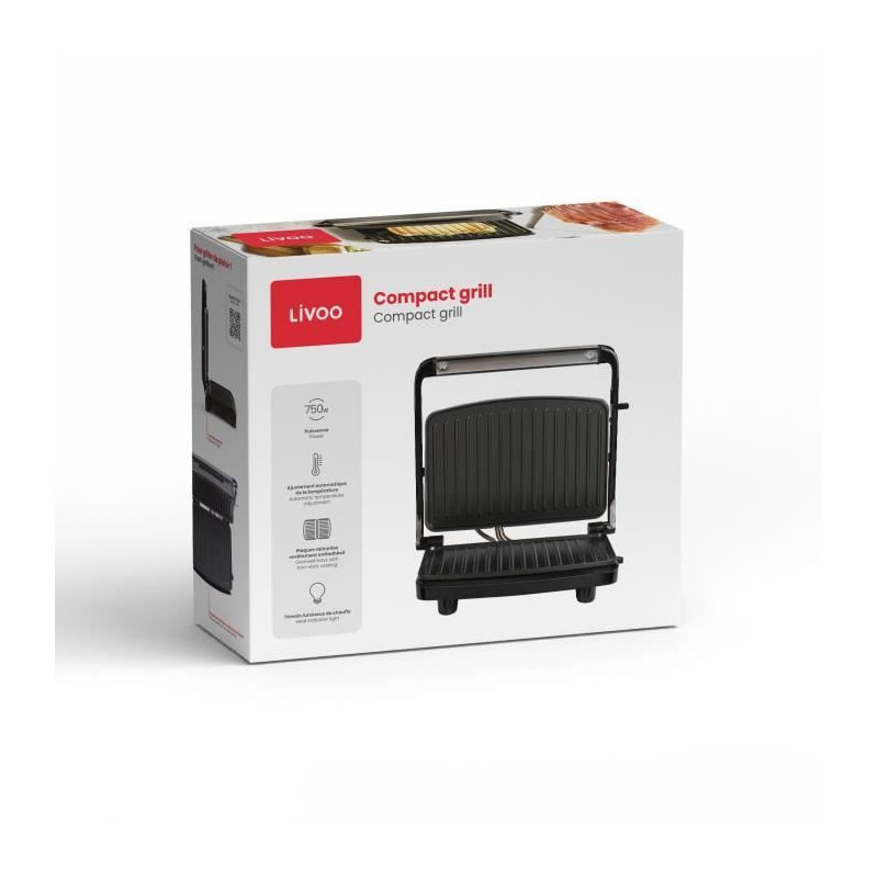 LIVOO DOC232G - Compact grill - 23x15cm - Non-stick coating - Heating