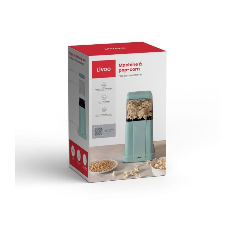 Popcorn machine - LIVOO - DOM497 - 1200W - Up to 100 g of grains - Blu