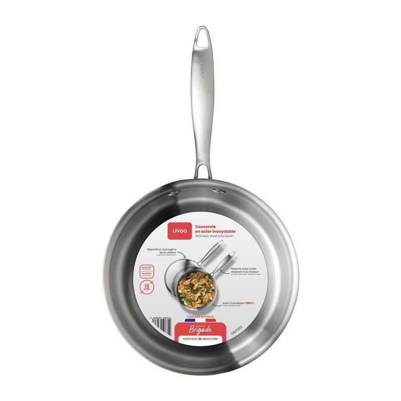 Brigade - 18 cm stainless steel saucepan - LIVOO - MEP160 - Triply sta