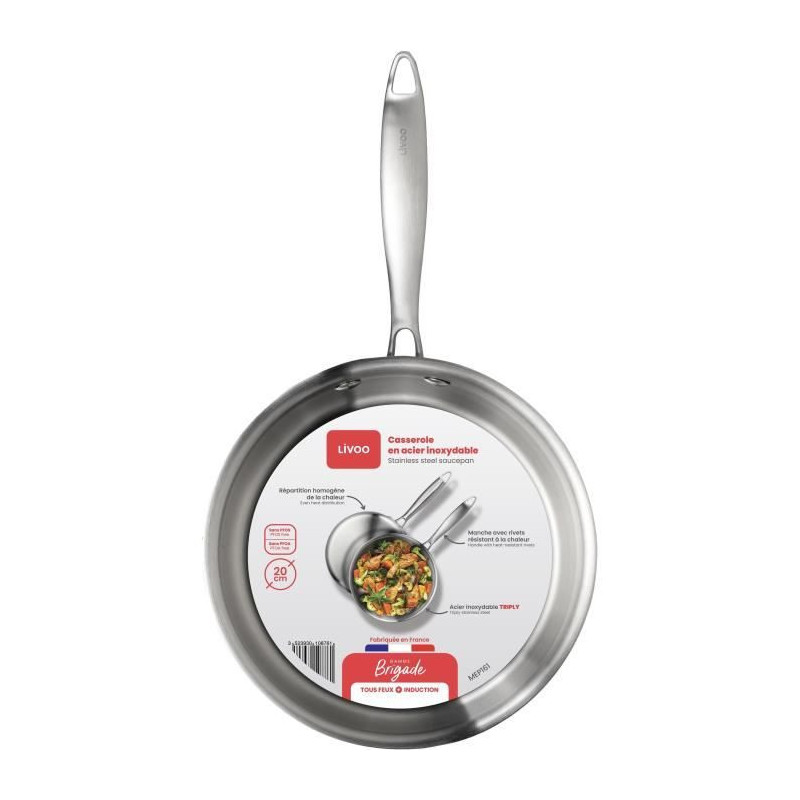 Brigade - 20 cm stainless steel saucepan - LIVOO - MEP161 - Triply sta