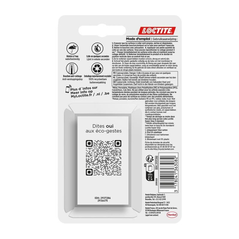 Cyanoacrylate Glues - LOCTITE - SUPERGLUE-3 - Repositionable - Gel 3g