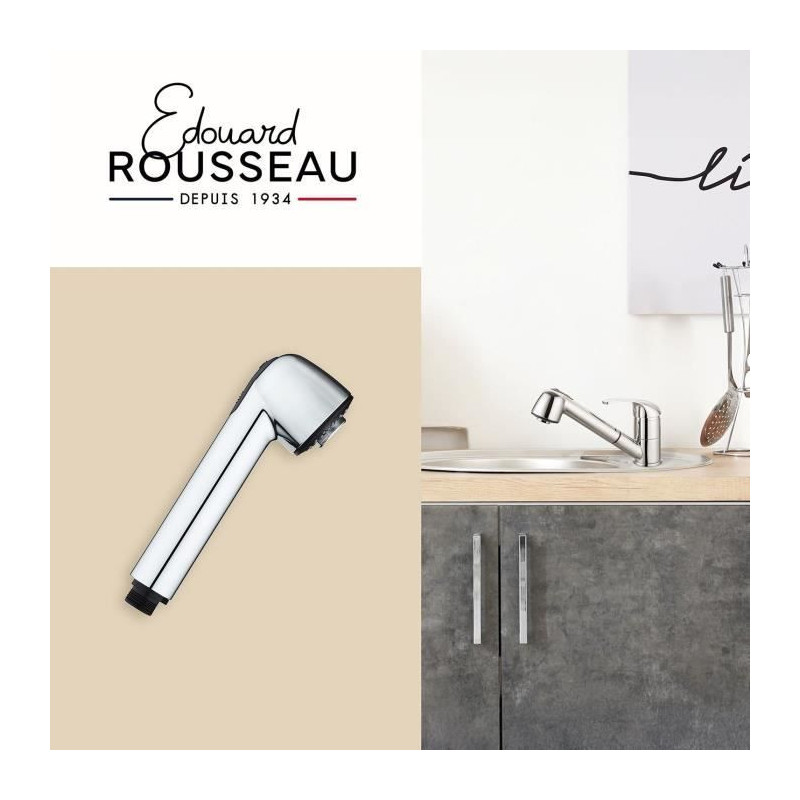 Shower head - ROUSSEAU - Chrome - ABS - 2 jets - Anti-limescale