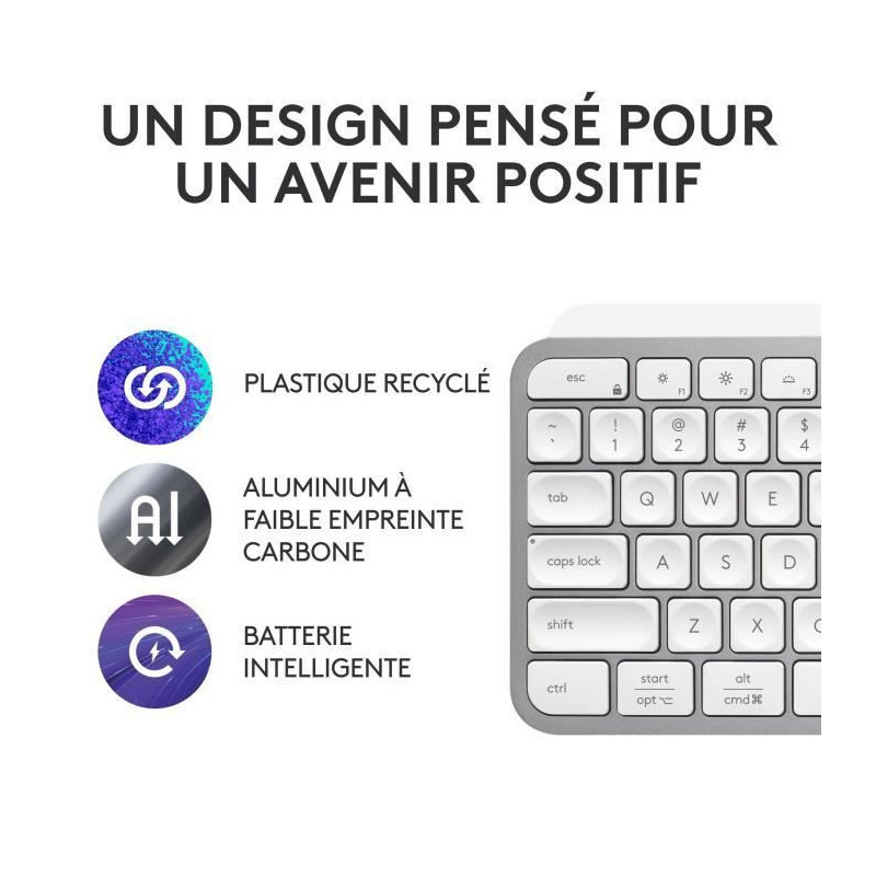 Keyboard - Wireless - Logitech - MX Keys S - Backlit - AZERTY - White