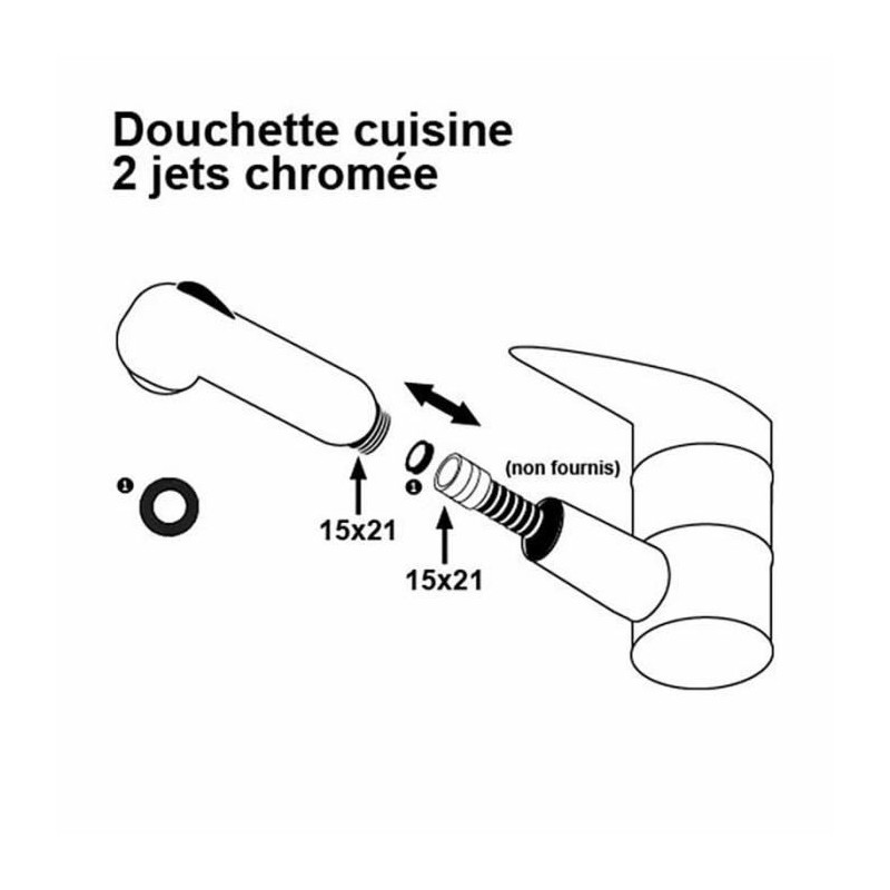 Shower head - ROUSSEAU - Chrome - ABS - 2 jets - Anti-limescale