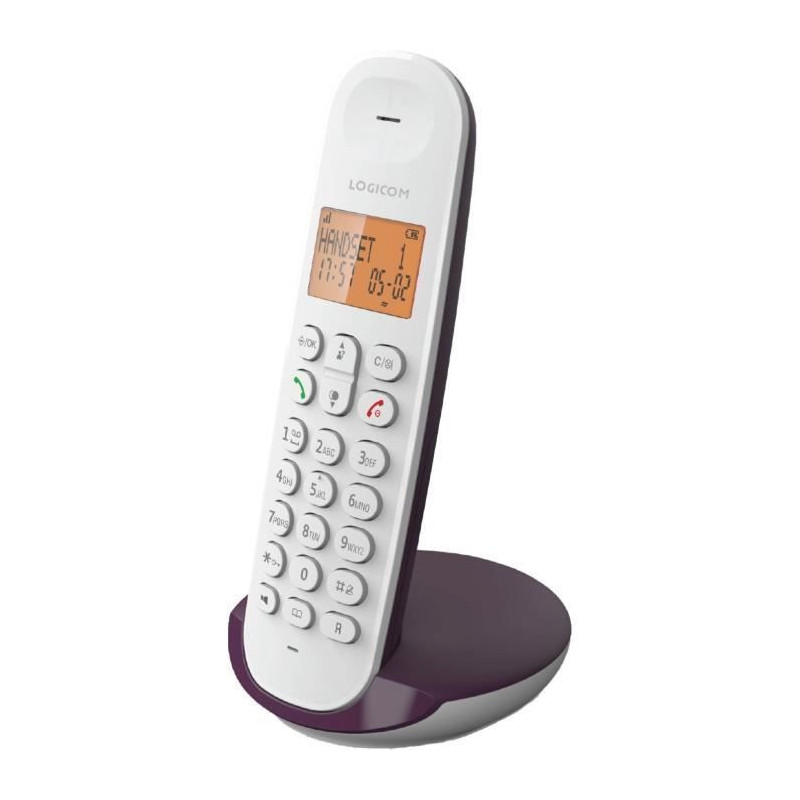Cordless landline telephone - LOGICOM - DECT ILOA 150 SOLO - Aubergine