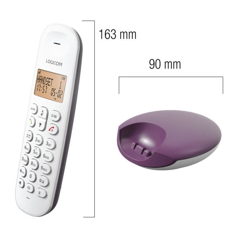 Cordless landline telephone - LOGICOM - DECT ILOA 150 SOLO - Aubergine