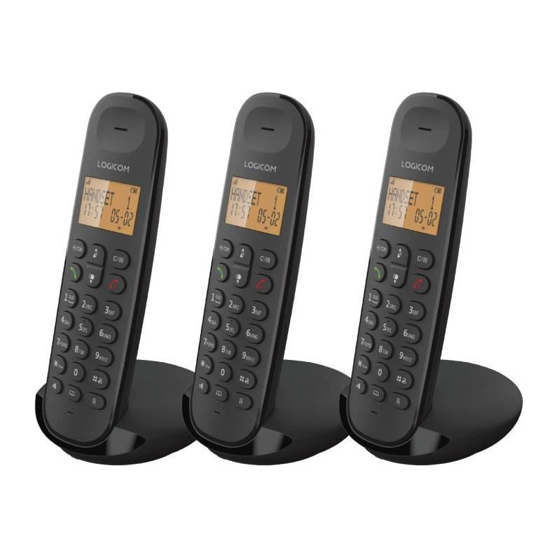 Cordless landline phone - LOGICOM - DECT ILOA 350 TRIO - Black - Witho