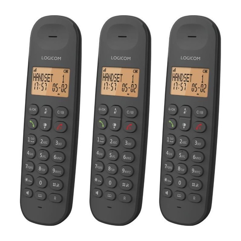 Cordless landline phone - LOGICOM - DECT ILOA 350 TRIO - Black - Witho