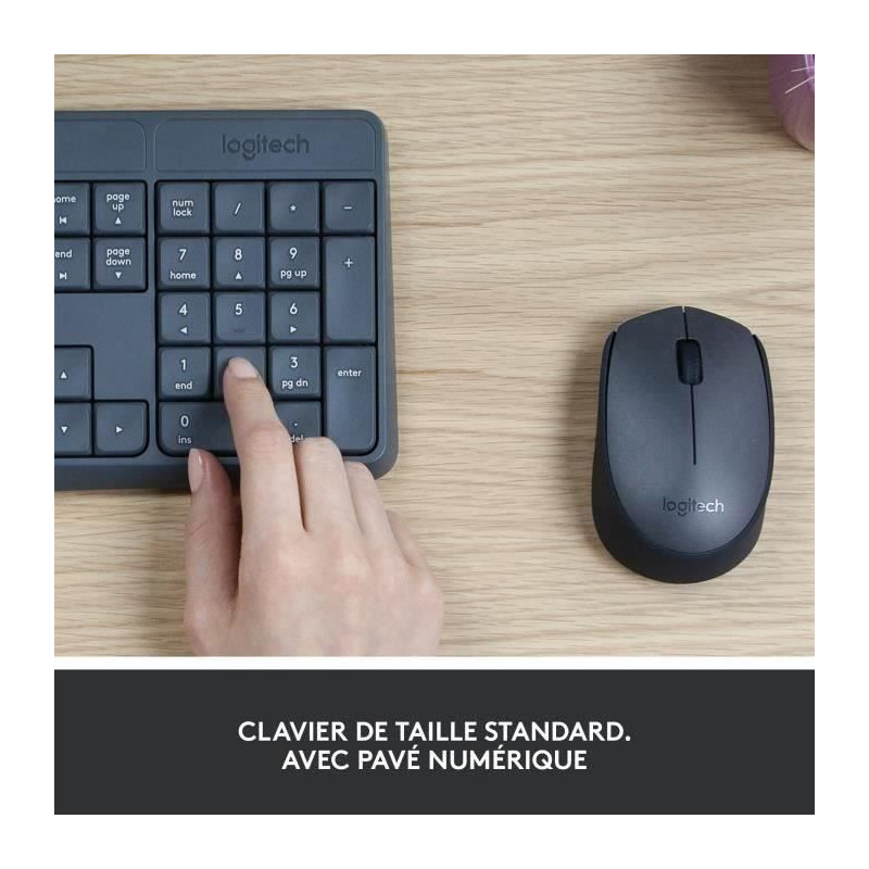 LOGITECH MK235 Mouse Keyboard Kit - Wireless - AZERTY - USB Receiver