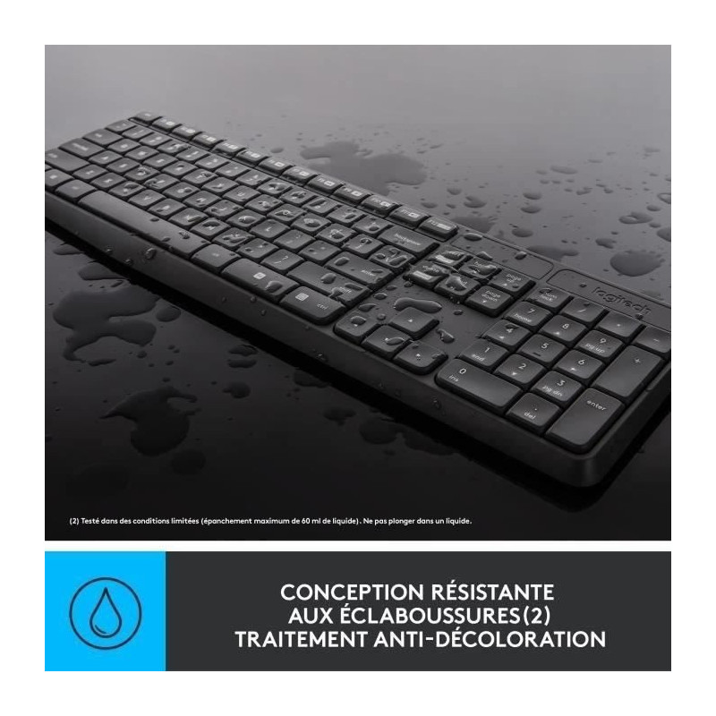 LOGITECH MK235 Mouse Keyboard Kit - Wireless - AZERTY - USB Receiver